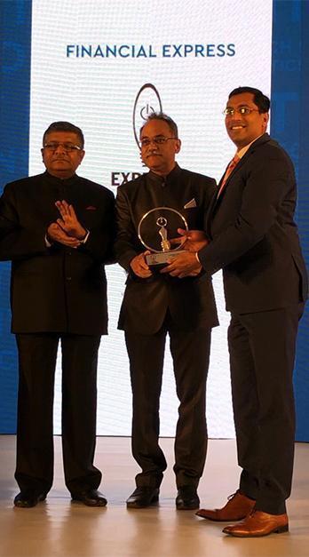 Sri Ravi Shankar Prasad, minister for IT, Electronics and Law &amp; Justice, Anant Goenka, Executive Director of Indian Express, Mahim Jain, Deputy Director General, Bureau of Indian Standards gave away the awards